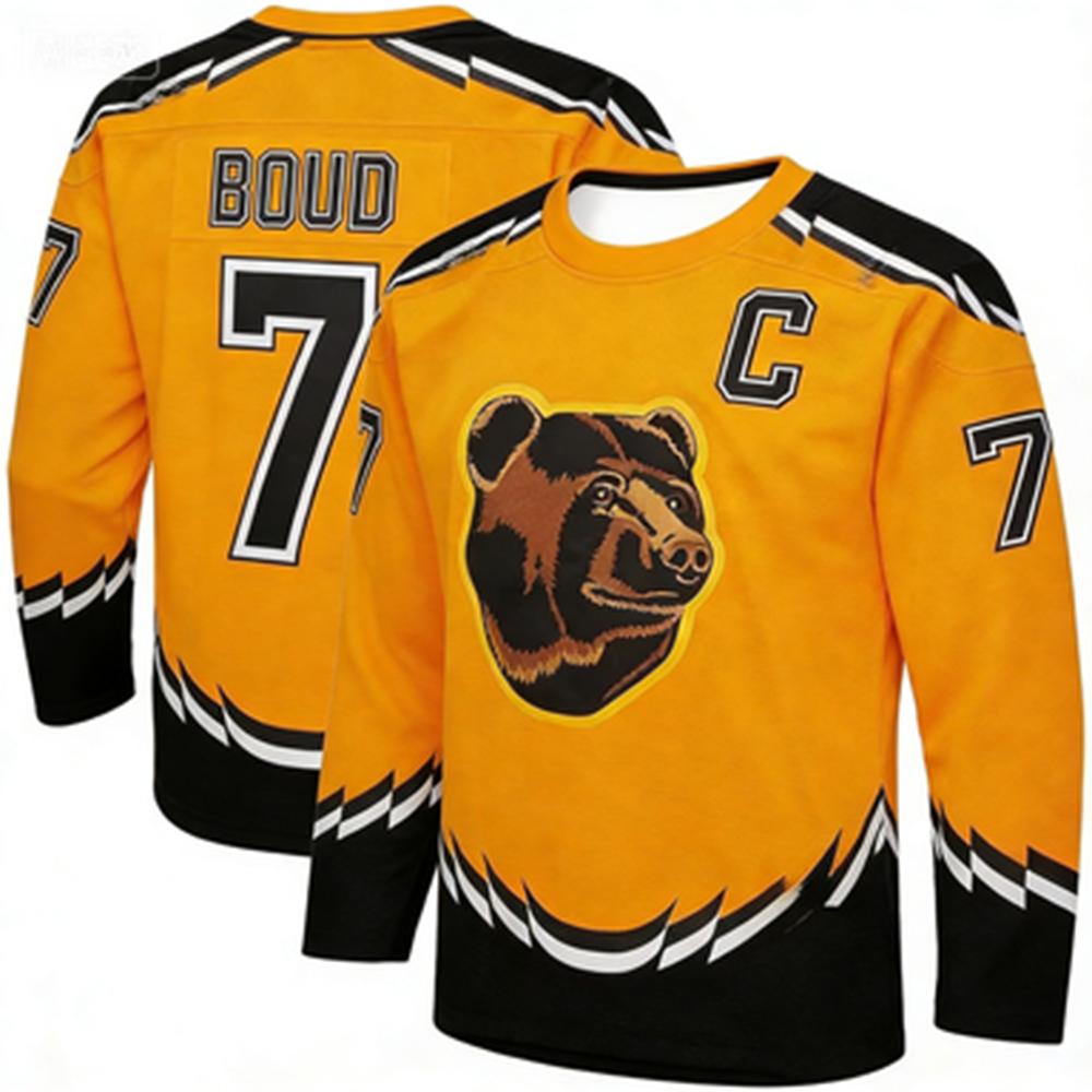 Maglia da Hockey - Gialla con Accenti Neri/Bianchi Logo Testa d'Orso Maglia Atletica Stampa 3D HD