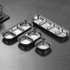 Stainless Steel Sauce Dish Multi Compartment Condiment Plate Gold Color Thickened Korean BBQ Dipping Plate Outdoor Picnic Dish Camping Tableware