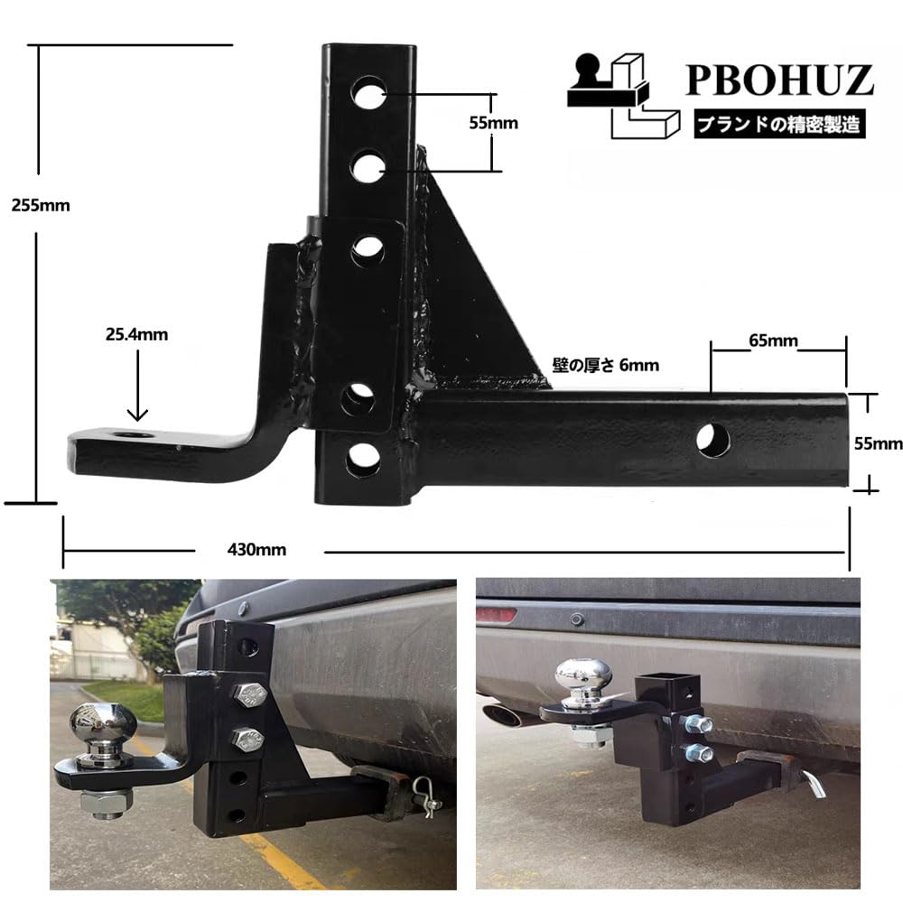 PBOHUZ Remorcă Drop Receptor Metalic Durabil Picior de Remorcă Reglabil Suport Bilă pentru Camioane Remorcă Drop Hitch Hitch, 10" 2" -
