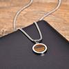 Round Pendant Necklace for Men Boys,Stainless Steel Tiger Eye Natural Stone Pendant Necklaces,Hip Hop Jewelry Gifts