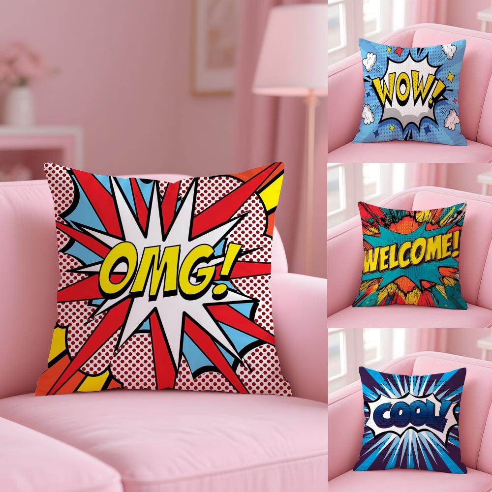 Welcome Omg Cushion Cover Plush Fabric Soft Double-Sided Printed Invisible Zipper Sofa Pillow Case Home Decor