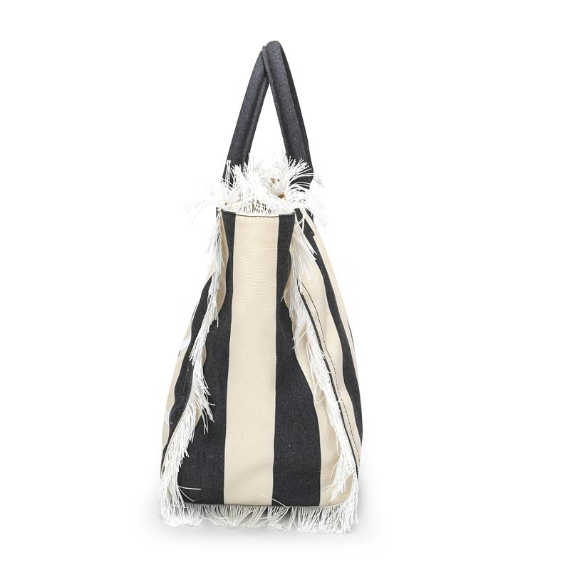 Striped Women's Tote Bag Contrast Color Letter Large Capacity Shoulder Bag Commuter Underarm Bag