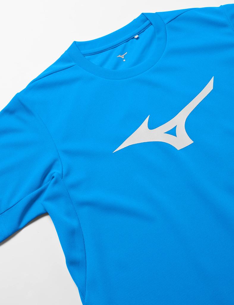 Trainingsbekleidung Kurzarm mit Big und Diva Größe L T-Shirt Logo, Feuchtigkeitstransport Schnelltrocknend, 32MAA155, Blau,