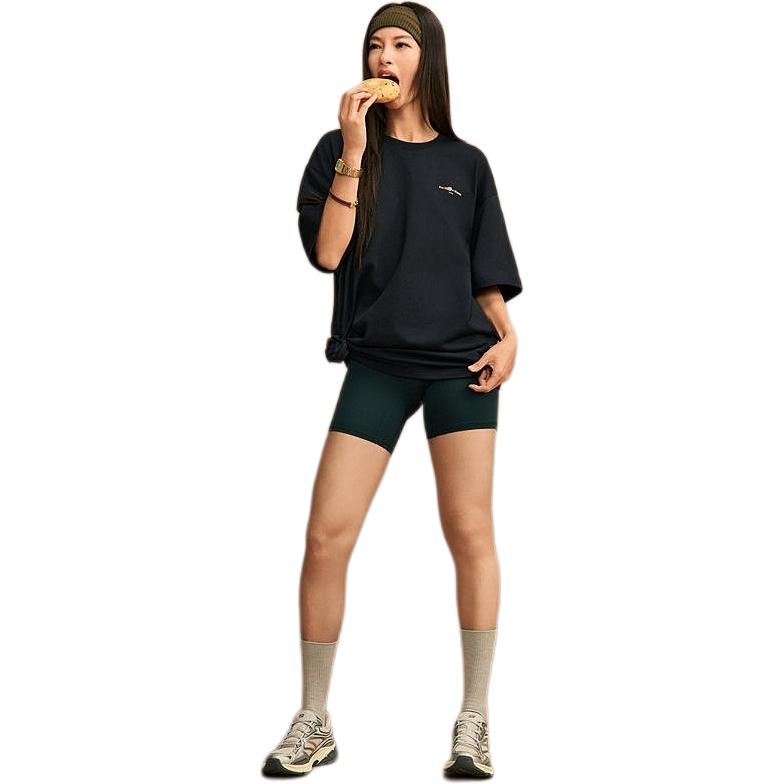 Skechers SS25 Street Fashion Series Breathable Round Neck Letter Short Sleeve T-Shirt Unisex Tops Black L225U159-06AX