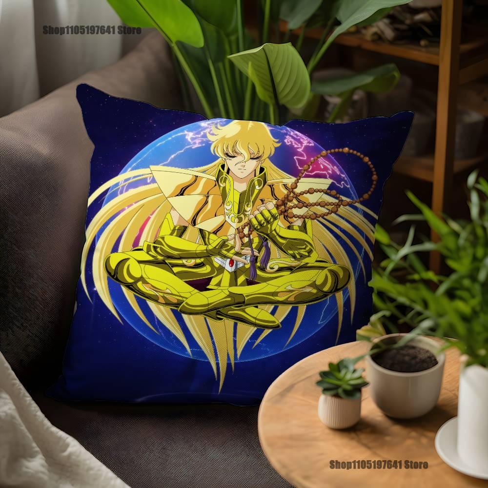 Saint Seiya Virgo Shaka Pillow Case For Sofa Decor Car Office Room Printing Cushion Cover Decorations and Protector