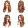 Fashionable Women's Wig: Side-Swept Bangs, Golden Brown Long Curly Hair, High-Temperature Silk Wig