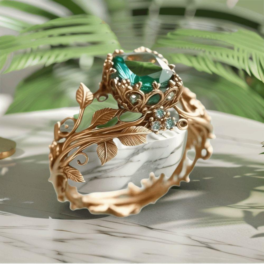 with Green Stone Trendy Rings Fade-Resistant Personalized Rings Jewelry Accessories