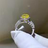 Yellow Moissanite 3 Carat Ring: European American Fashion, Cross-border Hot Selling, Colored Gem Over-Diamond Design.