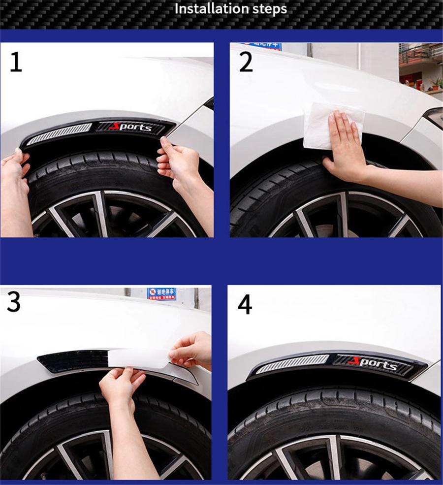 Pair Carbon Fiber Sports Style Car Wheel Eyebrow Arch Lip Fender Protector Strip