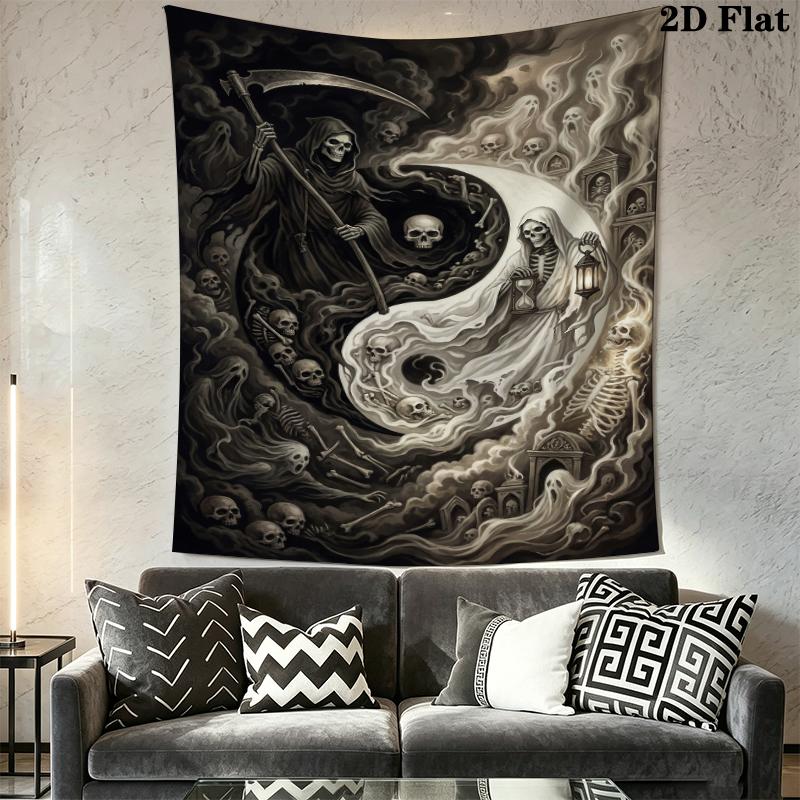 Death Wall Tapestry Aesthetic Wall Hanging Printed Fabric Blanket Decorative Tapestries for Bedroom Living Room Home Decor