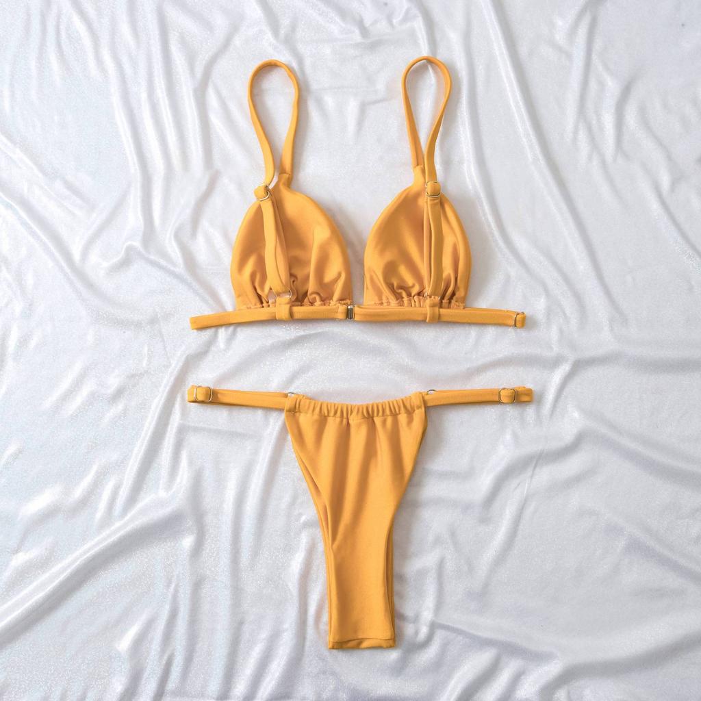 Costum de baie pentru femei, fără mâneci, mozaic triunghi, cu bretele din spate, seturi de bikini din două piese