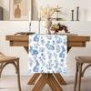 1PCS Chinoiserie Blue Flower Linen Table Runner Reusable Dresser Scarf Kitchen Dining Table Decor Holiday Party Decor