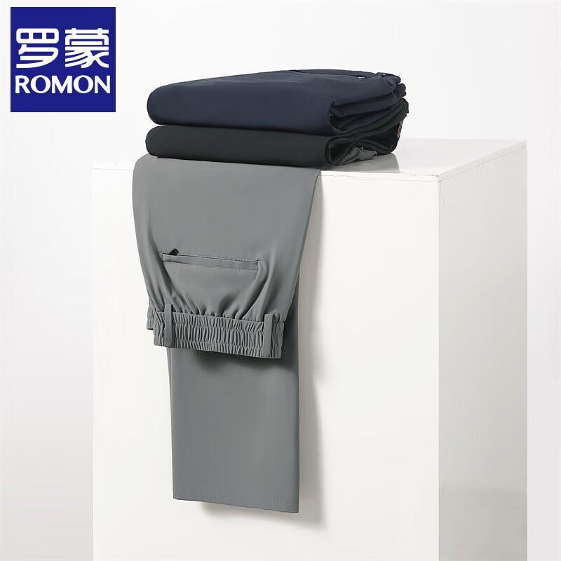 ROMON Men's Ice Silk Straight Fit Casual Pants