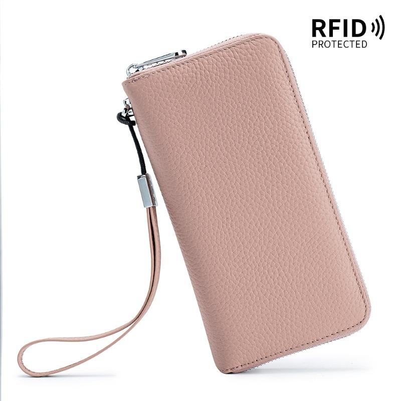 Women's wallet long leather RFID first layer cowhide clutch bag soft leather simple wallet mobile phone bag men