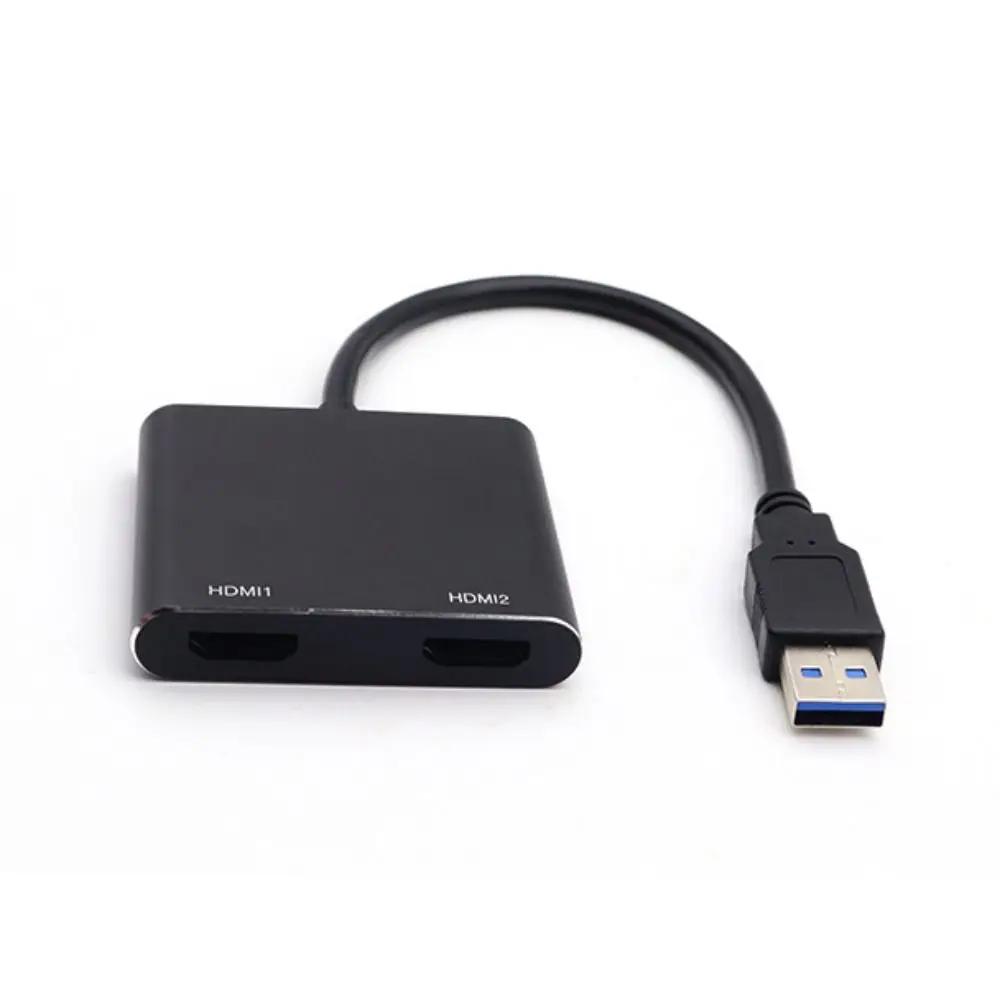 USB 3.0 To HDMI USB To Dual HDMI Converter One To Two 1080P USB To HDMI Adapter Aluminum Alloy Extended Converter