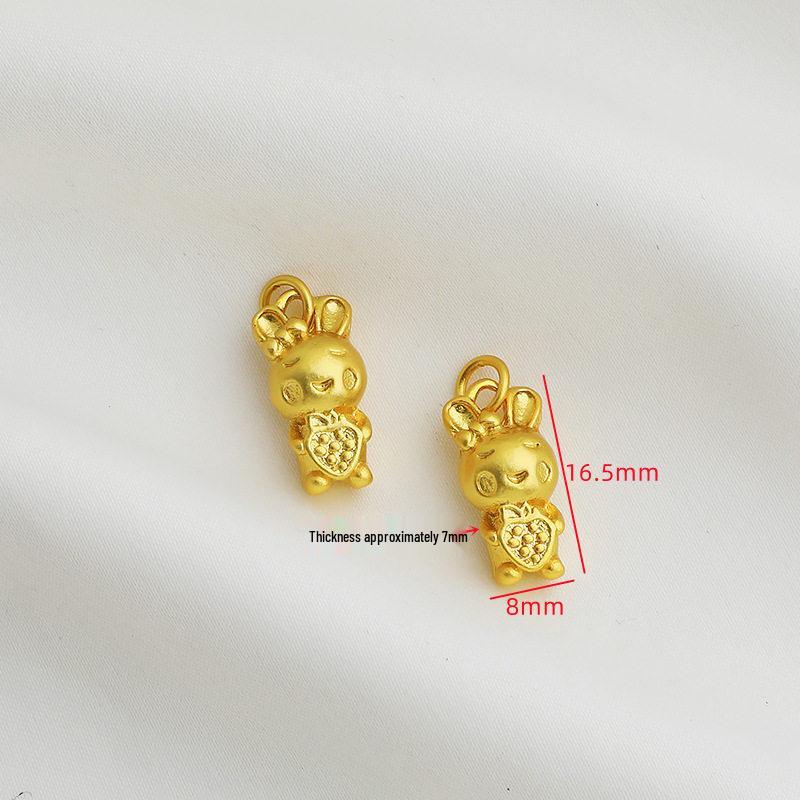 Gold-Plated Zodiac Rabbit Charm: Radish Rabbit Pendant for DIY Handmade Bracelet or Necklace