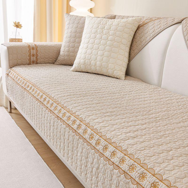 

Pure Cotton Sofa Cushion Four Seasons Universal Non-Slip Cushion Simple Modern Cotton Fabric Leather Sofa Cover Cover Cloth Towel HP-khakis 45*45 pillow case (excluding core)