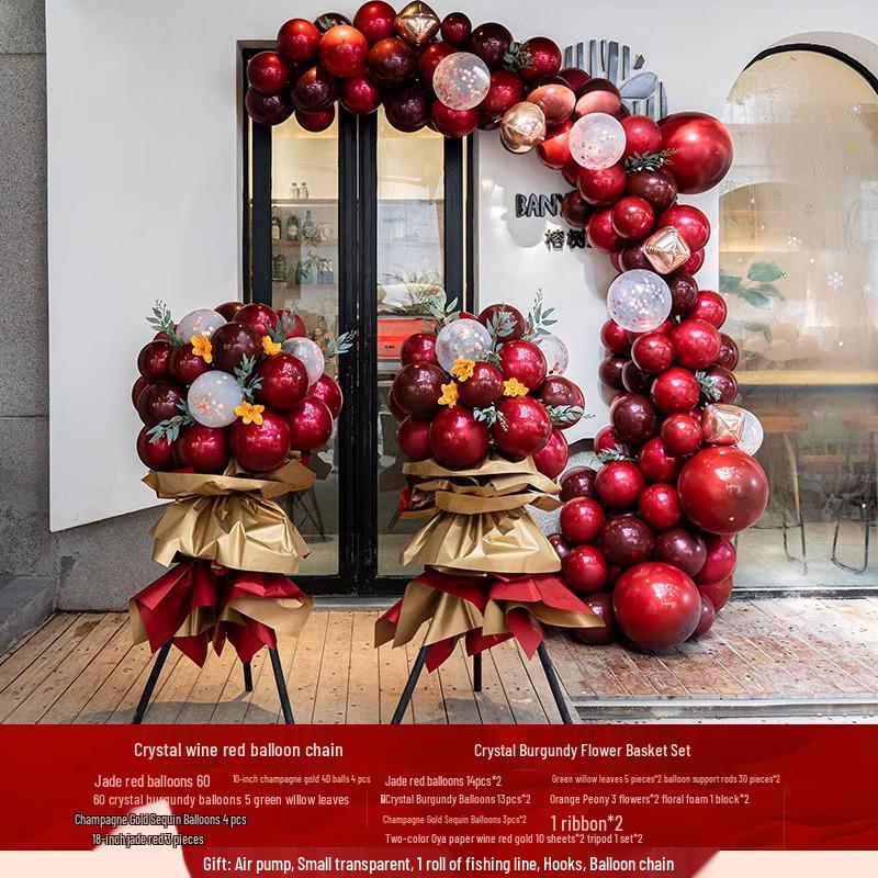 National Day Balloon Column & Flower Basket Decoration for Event Atmosphere