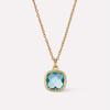 Olive Green Square Pendant Necklace with Clavicle Chain