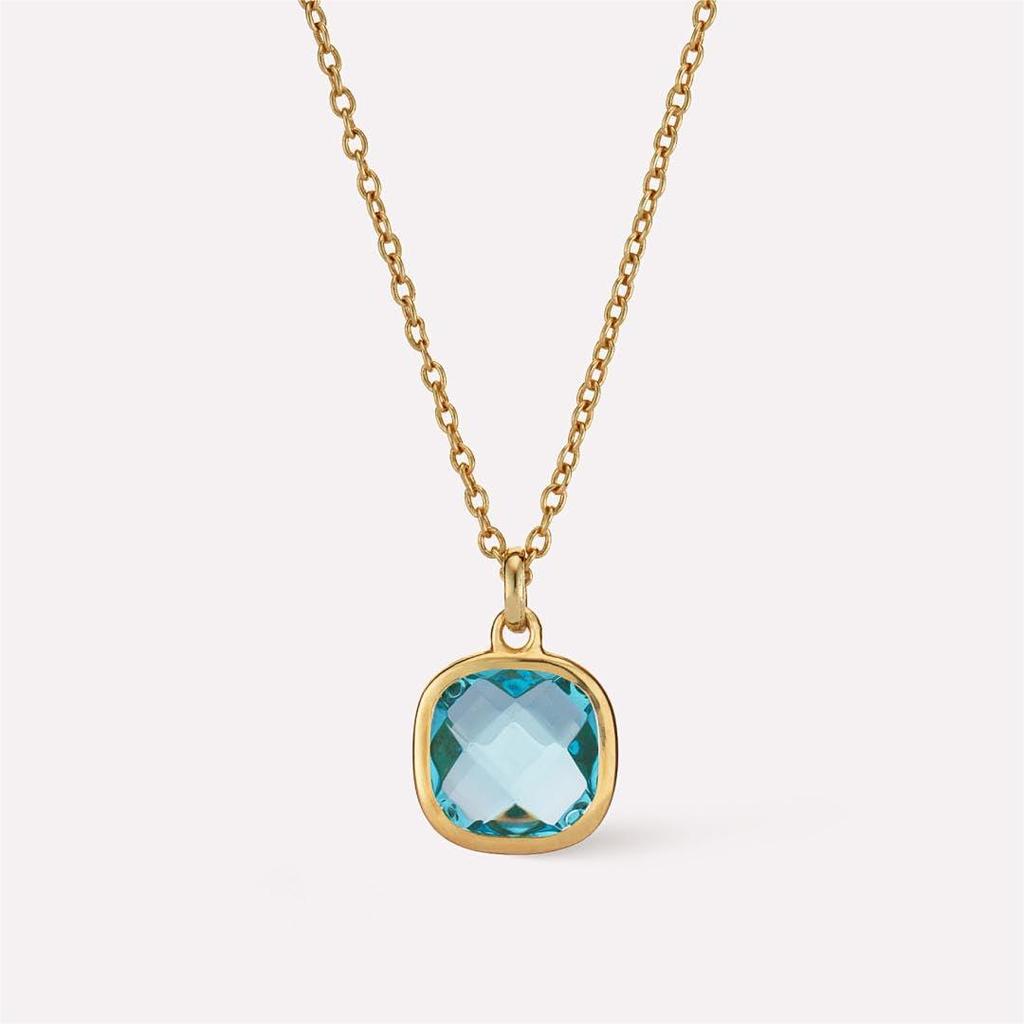 Olive Green Square Pendant Necklace with Clavicle Chain