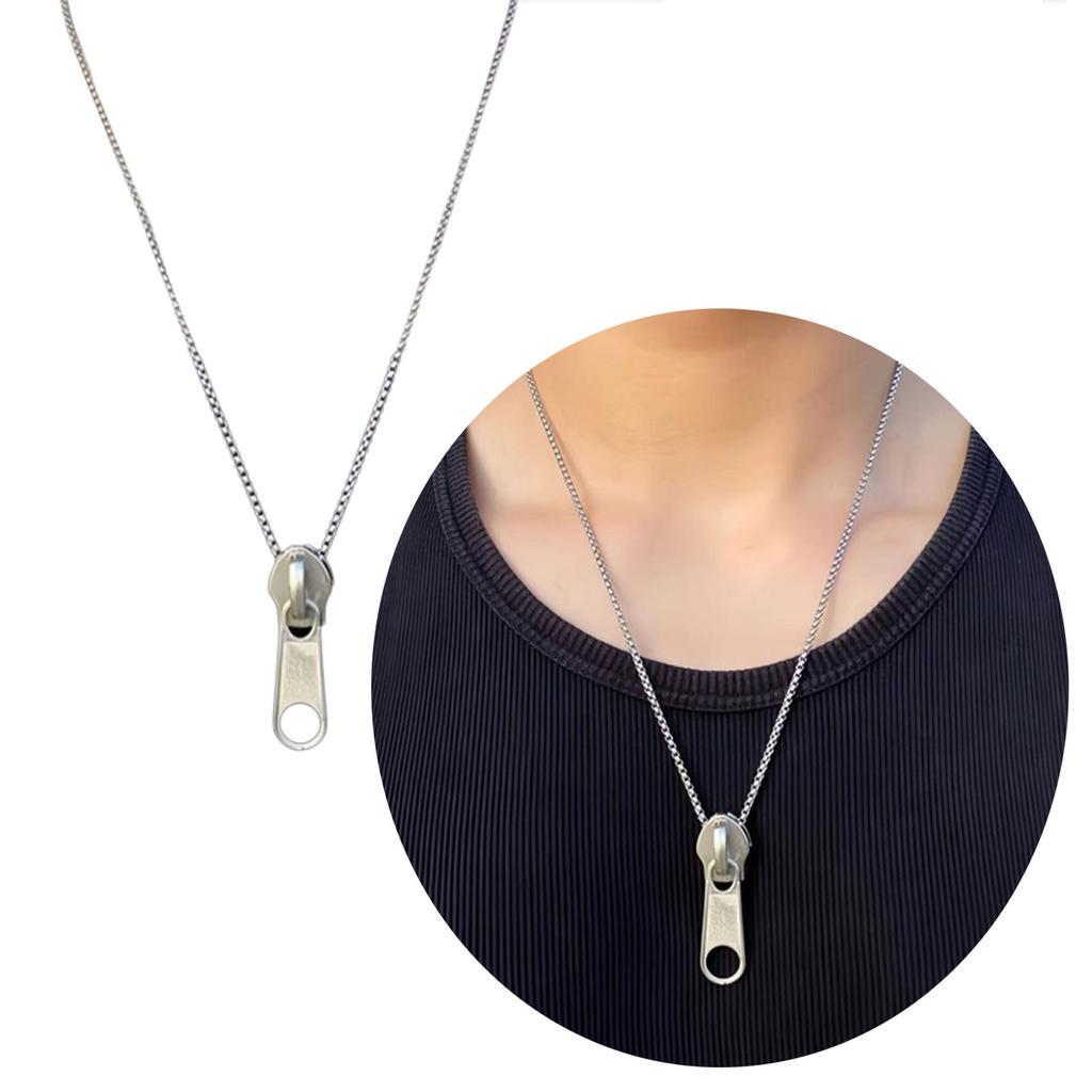 Alloy Zippers Necklace Adjustable Length Clavicle Chain Personalized Neckchain Fashionable Jewelry for Men and Women