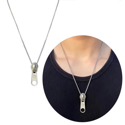 Creative Zippers Charm Necklace Adjustable Length Clavicle Chain Personalized Unisex Neckchain Stylish Party Accessory