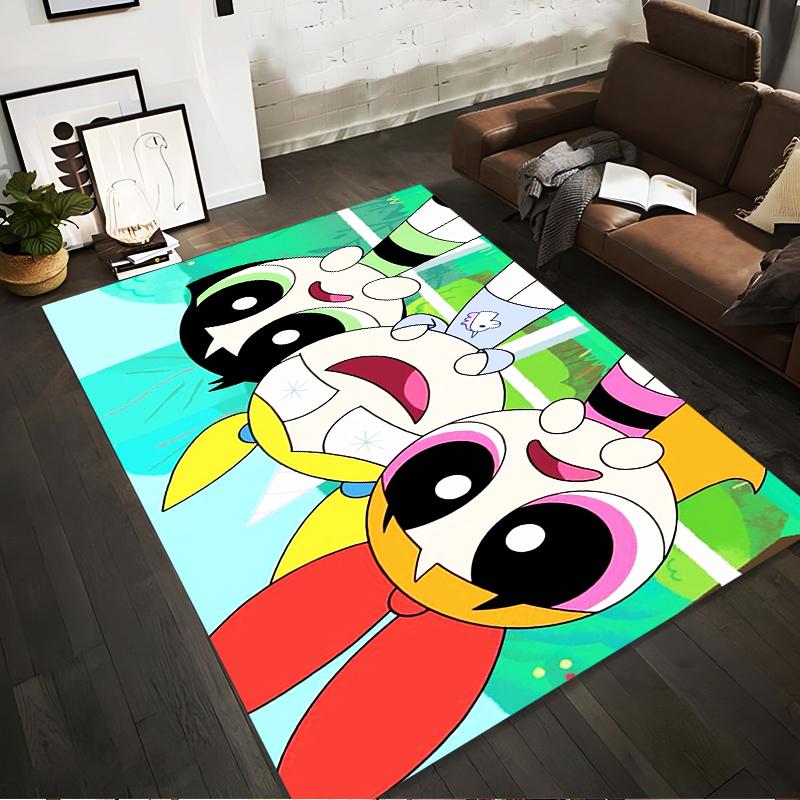 Powerpuff Girls Cartoon Pattern Rug Non-slip rug suitable for living room and bedroom sofas