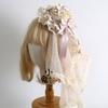 Cream Lolita Original Bow Lace Top Hat Flower Balls Hairpin Veil KC Pillow Ribbon Headband