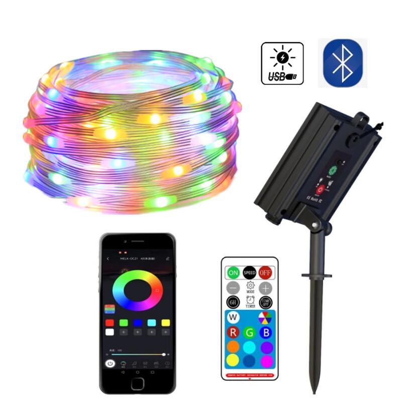 Solar Bluetooth RGB Copper Wire String Lights