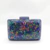 Women's Handbag Luxury Acrylic Evening Bags Navy Blue Vintage Colorful Sequins Clutch Purse Party Prom Casual Shoulder Crossbody