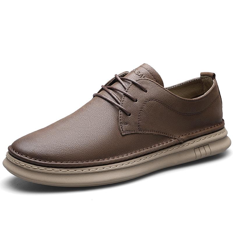 

2025 direct supply casual leather shoes men s 2025 new soft-soled fashion board shoes men s thin breathable lace-up flats 38