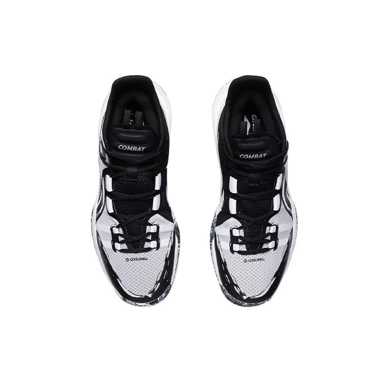 New LiNing Combat Low Cushioning Anti-Slip And Wear-Resistant Low-Top Basketball Shoes Black White ABPR027-3