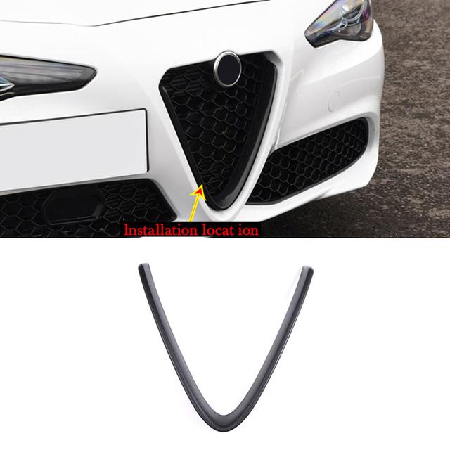 

Carbon Fiber Style For Alfa Romeo Stelvio 2017-2024 Accessories Car Front Grilles V Frame Decoration Trim Sticker Logo Cover
