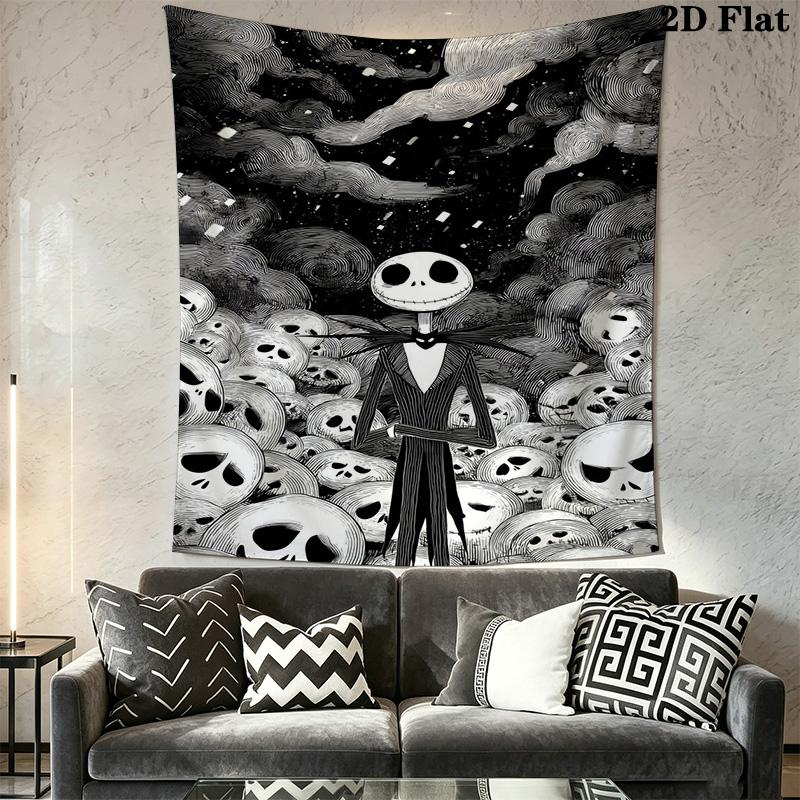 Jack Skellington'S Halloween Night Adventure Tapestry Fashion Print Wallmounted Atmospheric Background Cloth Background Cloth Wall Decoration