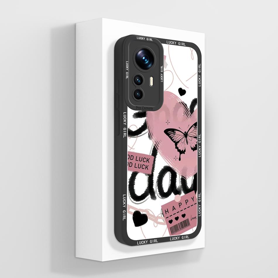 For Xiamoi 12T Pro Phone Case Elegant-Butterfly Soft Liquid Silicone Camera Protection Back Cover For Mi 12T 12 T 12TPro Funda