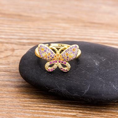 

Nidin New Trendy Butterfly Open Rings For Women Copper Zircon Adjustable Rings Friendship Engagement Wedding Jewelry Gifts