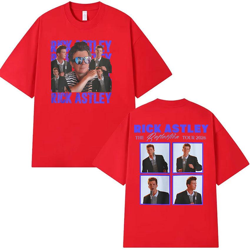 Rick Astley The Reflection Tour 2026 Graphic T Shirts Unisexs Vintage Oversized Cotton Tshirt Summer High Quality Clothing Tshirt S