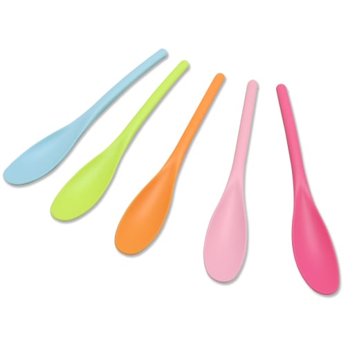 

Endo Sansho Mouth-Friendly Soft Tea Spoons, Western Colors, Set of 5, Rose, Orange, Pink, Blue, and Green, Total Length: 16.5cm