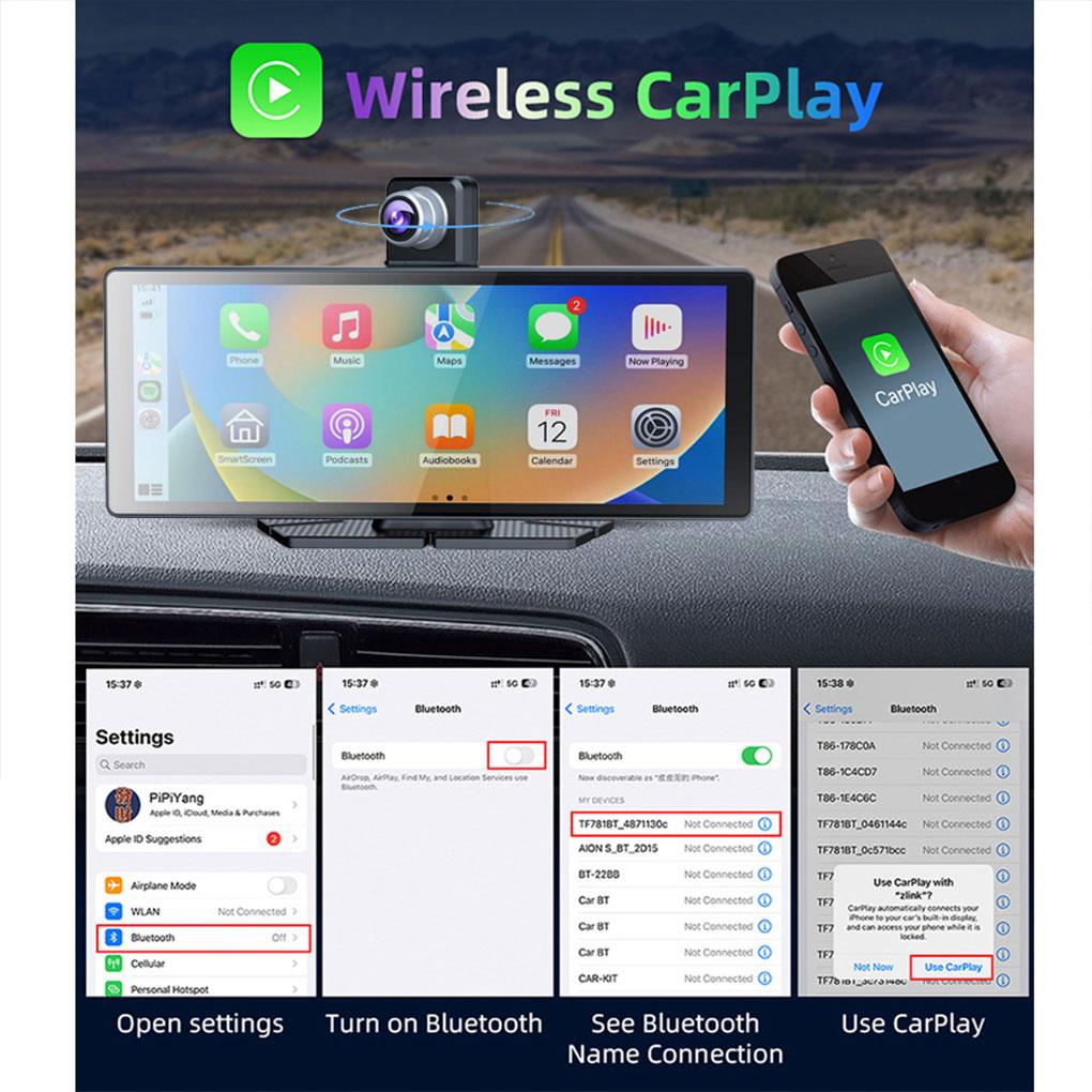 Portable 10.26Inch HD IPS Touchscreen Car Stereo Radio 4K Dash Cam Dual Screen Display Intelligent