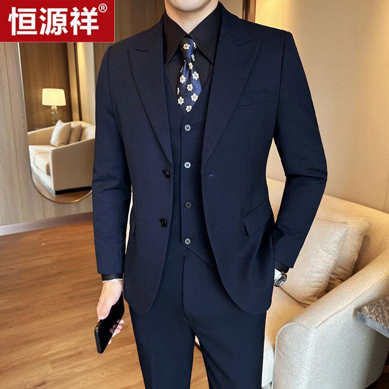 Мужской деловой костюм Hengyuanxiang из смесовой шерсти 6XL