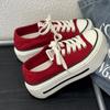 Thin Canvas Shoes Women's 2025 Summer New Irregular Soles Round Head Lace-up Non-slip Thick-soled Casual Board Shoes Women