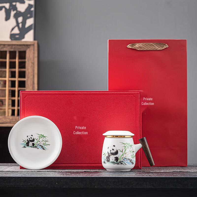 Chaxun Red Panda Ceramic Cup & Plate Gift Set