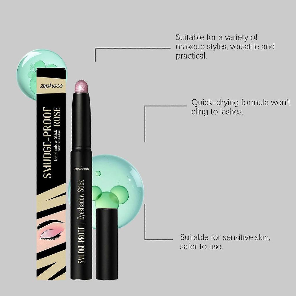 Zephoco Shimmer Eyeshadow Pen Rose Silk Cream Glitter Easy To Apply Highlight Natural Eye Makeup