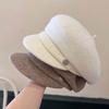 Dome Female Painter Cap Solid Color Octagonal Brimless Hat Vintage Women Artist Hat  Winter