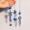 Ocean Theme Suncatchers with Conch Jellyfish Rhinestones Crystal Windchime for Garden Patios or Indoor Window Decors