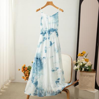 Yunnan Batikknoten Sommerkleid – Stilvoll, Taillenbetonend, Schlankmachend, Urlaubsbekleidung mit Spaghettiträgern