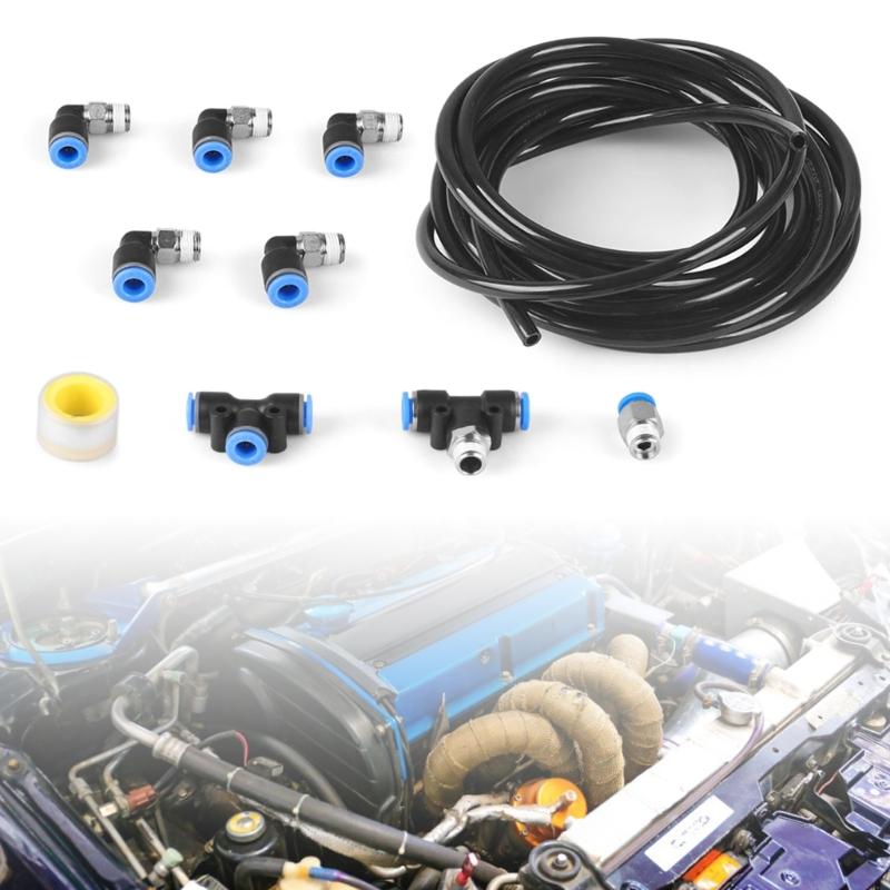 Industrial Grade Push Lock Black Vacuum Fitting set - Wastegate & Solenoid fits for - Vehicles Car Accessories