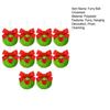 10 Pcs Green Furry Christmas Ball Ornaments with Red Bow Soft Faux Fur Pom Pom Ball Hanging Decorations for Holiday Tree Decor