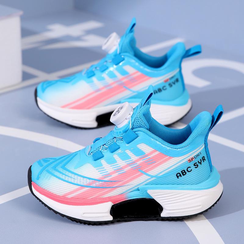 Elementary School Boys Mesh Middle Aged Older Children Lightweight Fashion Casual Sports Shoes Rotary Buckle Casual Student Running Shoes