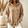 Women's Casual Loose Fit Long Sleeve Button Down Hooded Knit Cardigan Sweater